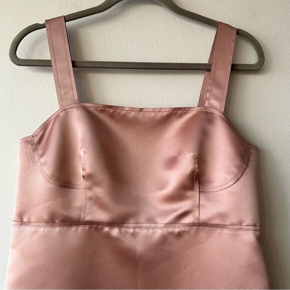 St. John Duchess Satin Sleeveless Midi Dress in dusty rose/mauve - Picture 5 of 9